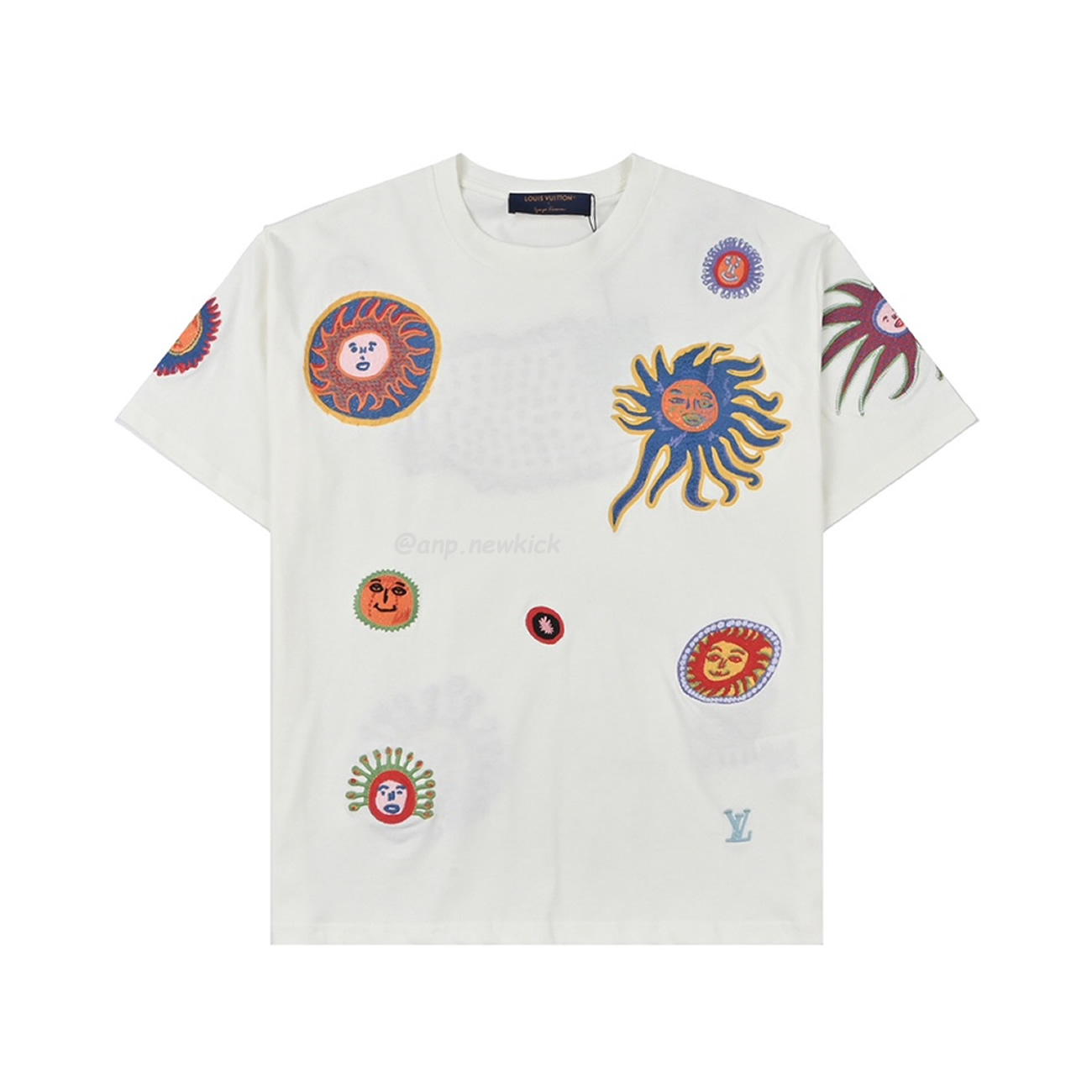 Louis Vuitton Sun Fish Barb Embroidered Couple Short Sleeved T Shirt (1) - newkick.cc